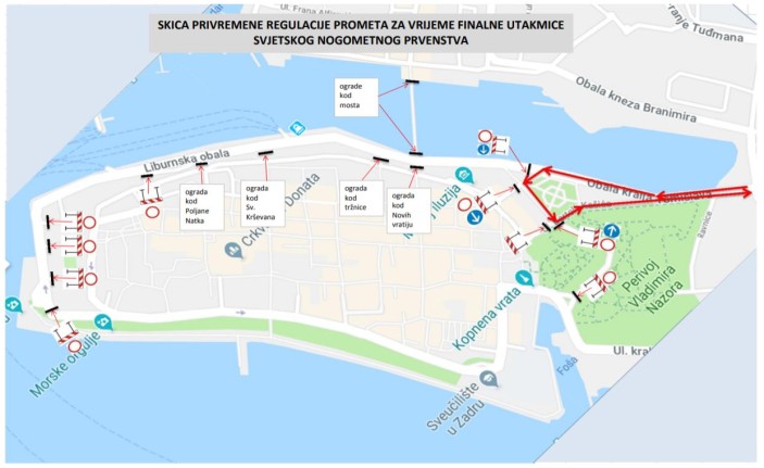 OBAVIJEST - Privremena regulacija prometa za vrijeme finalne utakmice Svjetskog nogomentnog prvenstva