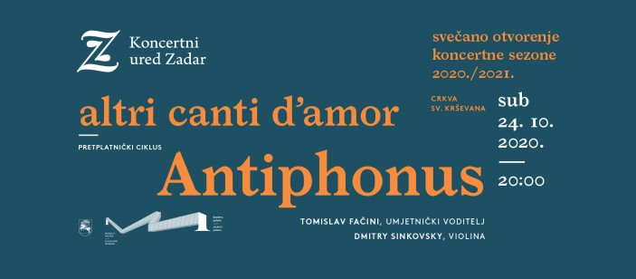 Otvorenja Koncertne sezone 2020/2021 s ansamblom Antiphonus - umjesto ruske zvijezde talijanska