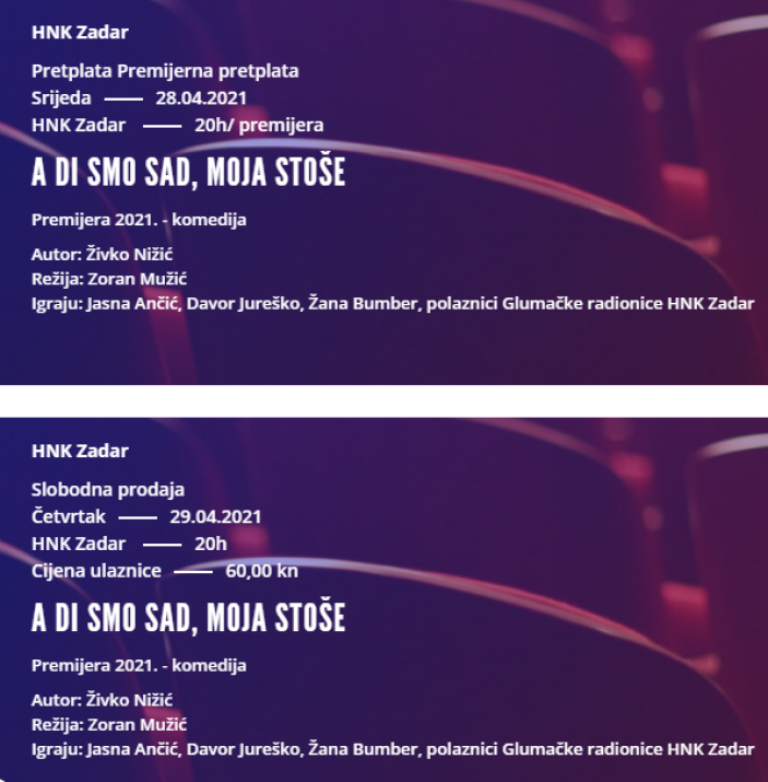 HNK Zadar I A DI SMO SAD, MOJA STOŠE