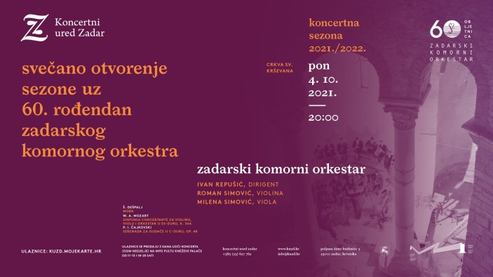 60. obljetnica Zadarskog komornog orkestra I Projekcija ispred crkve sv. Krševana za svečano otvorenje sezone