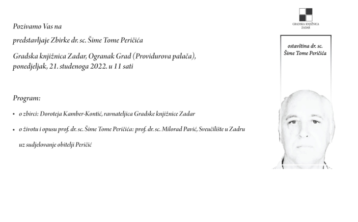 "Ostavština dr. sc. Šime Tome Peričića" I Predstavljanje zbirke