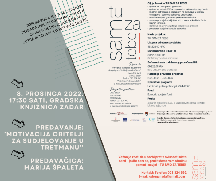 Najava predavanja: Motivacija obitelji za sudjelovanje u tretmanu